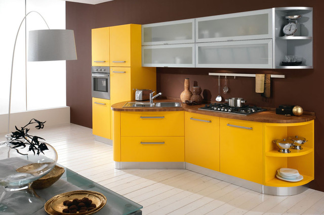 Желтая кухня в стиле модерн фото 2