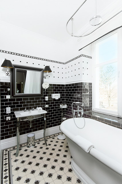 Черно-белая ванная комната - 62 фото черно-белых интерьеров
